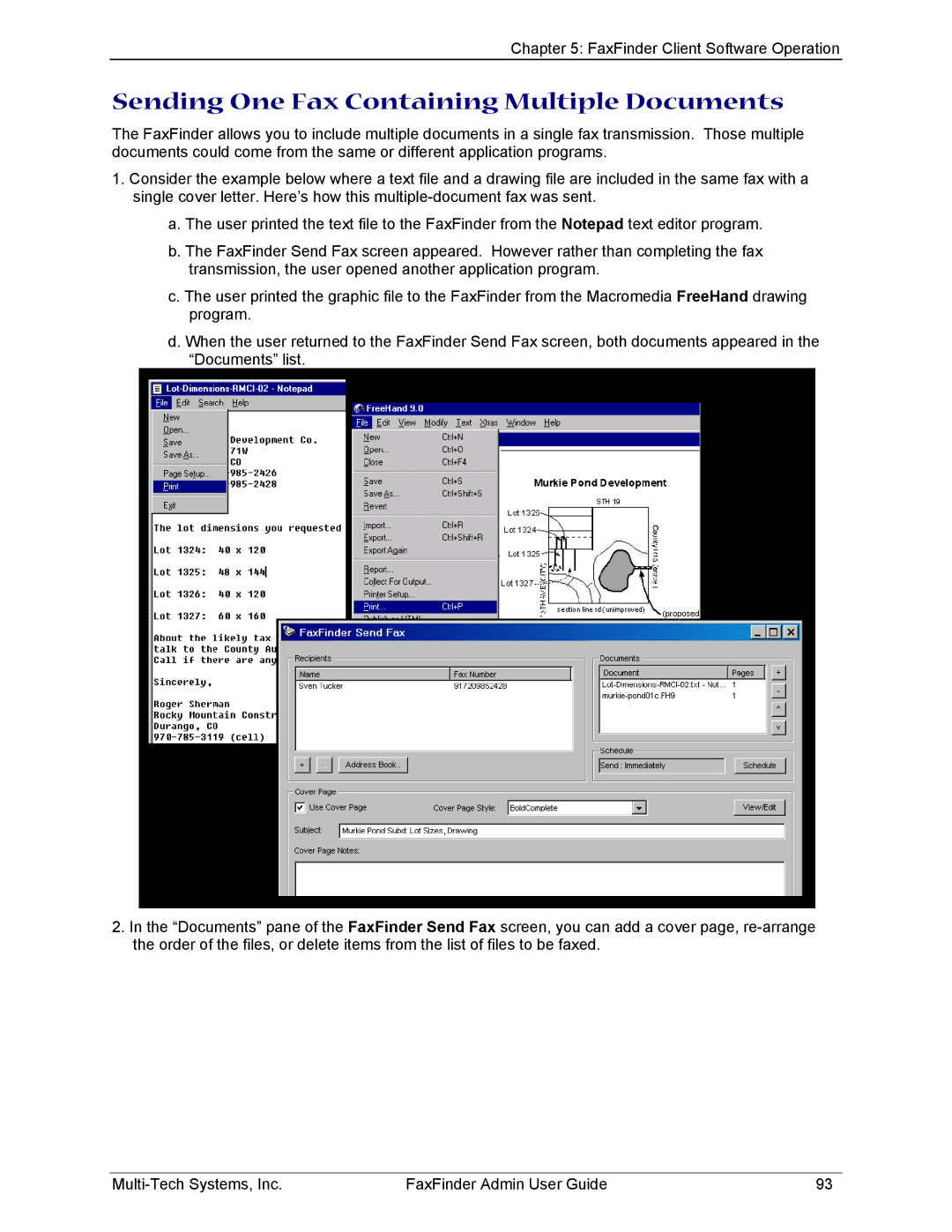 Multi-Tech Systems FF820, FF420, FF120, FF220 manual Sending One Fax Containing Multiple Documents 