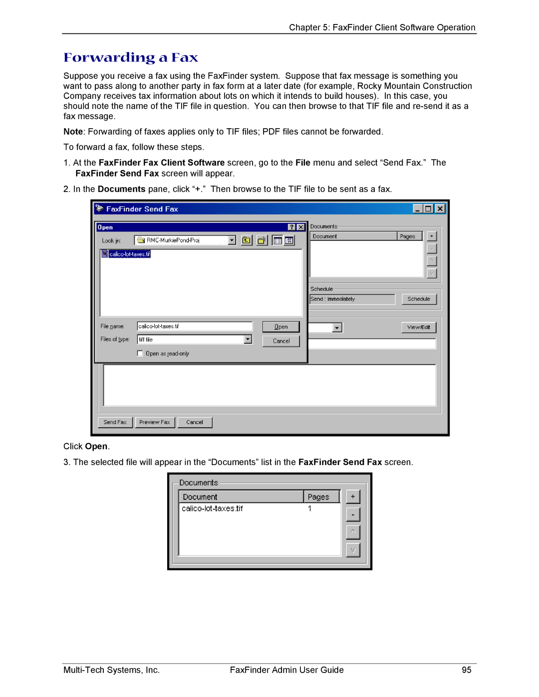 Multi-Tech Systems FF220, FF420, FF820, FF120 manual Forwarding a Fax 