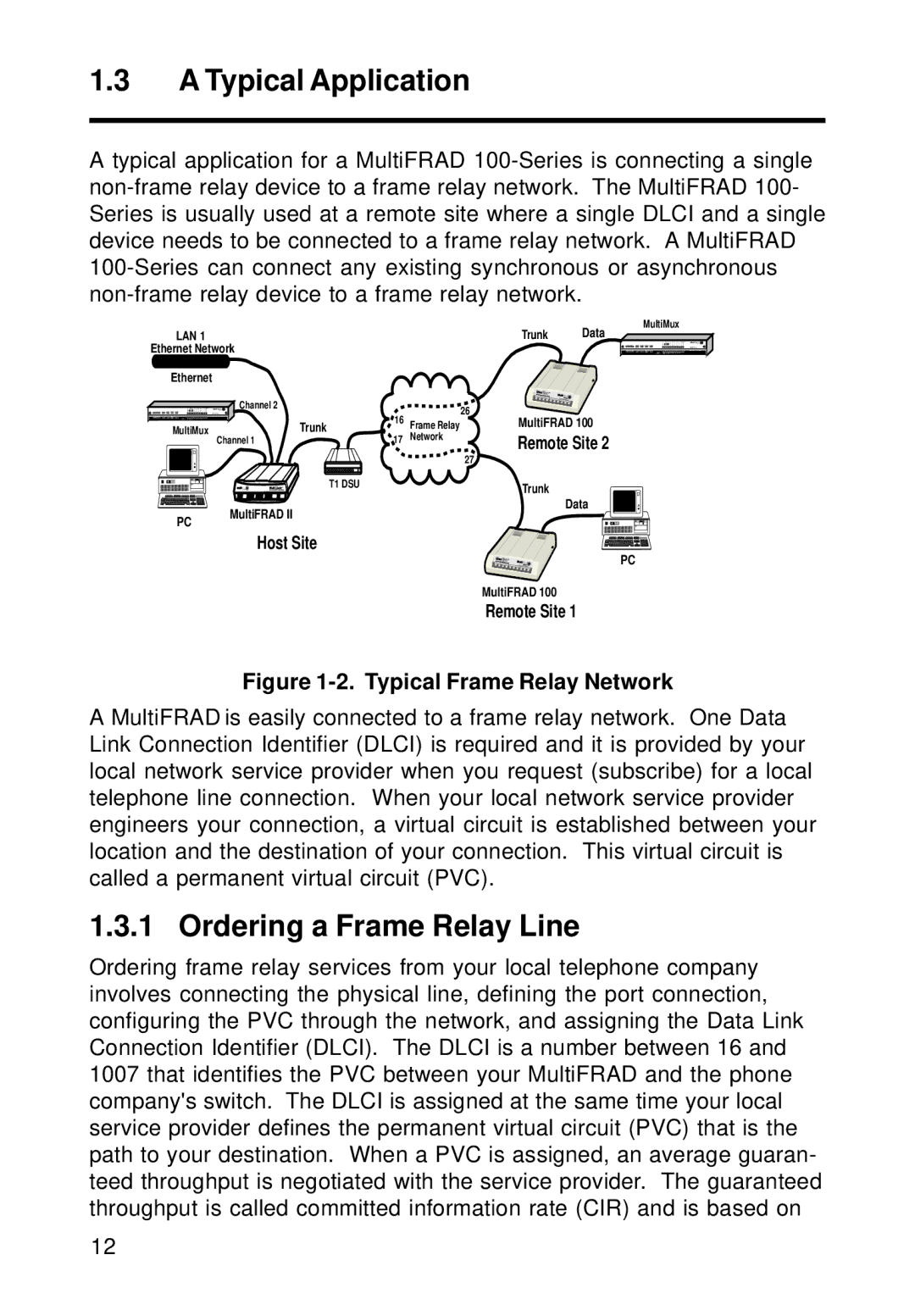 Multi-Tech Systems FR111 owner manual Typical Application, Ordering a Frame Relay Line 