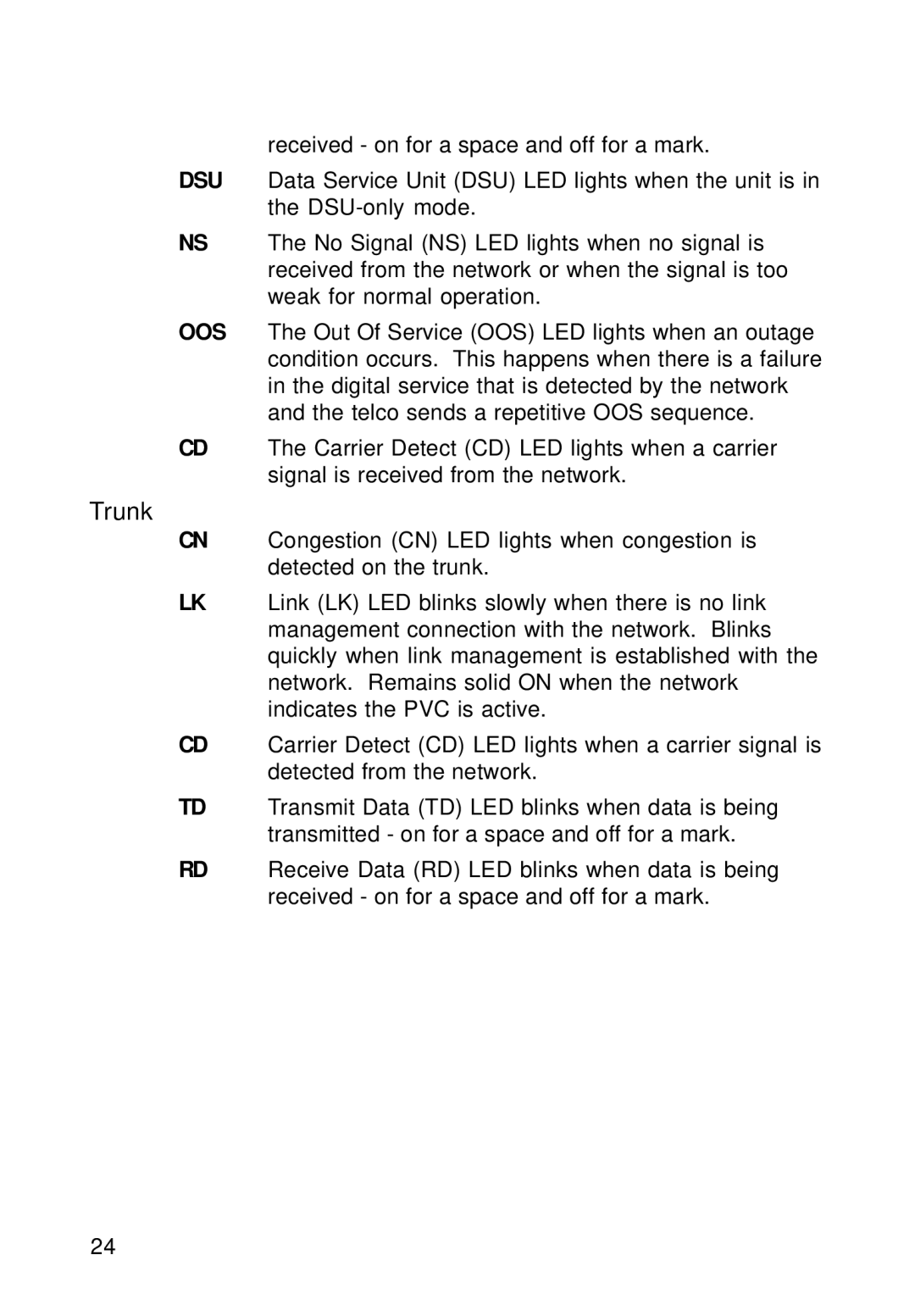 Multi-Tech Systems FR111 owner manual Trunk 