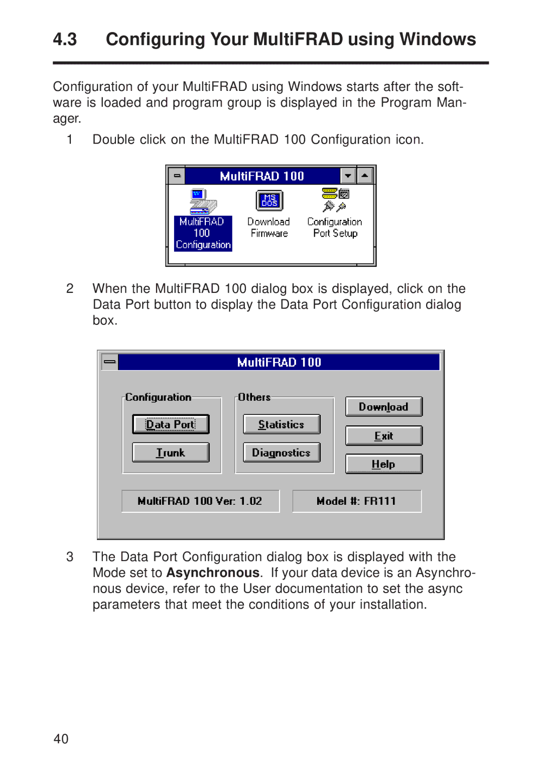 Multi-Tech Systems FR111 owner manual Configuring Your MultiFRAD using Windows 