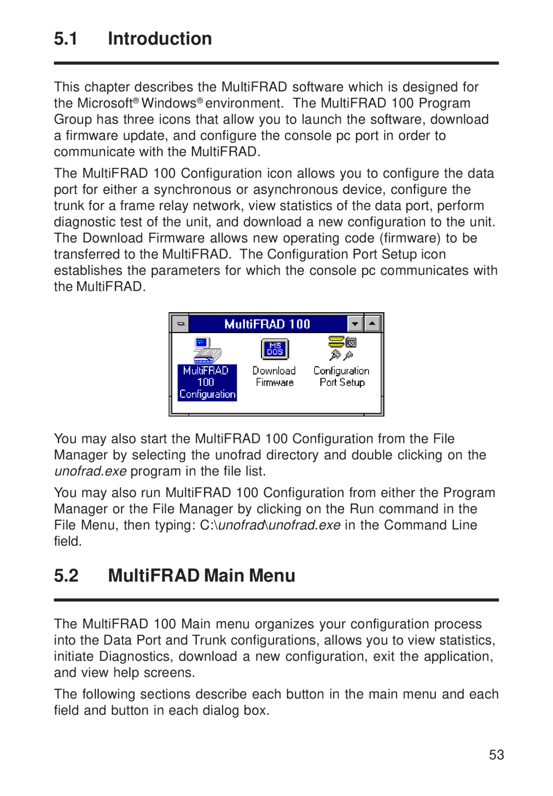 Multi-Tech Systems FR111 owner manual Introduction, MultiFRAD Main Menu 