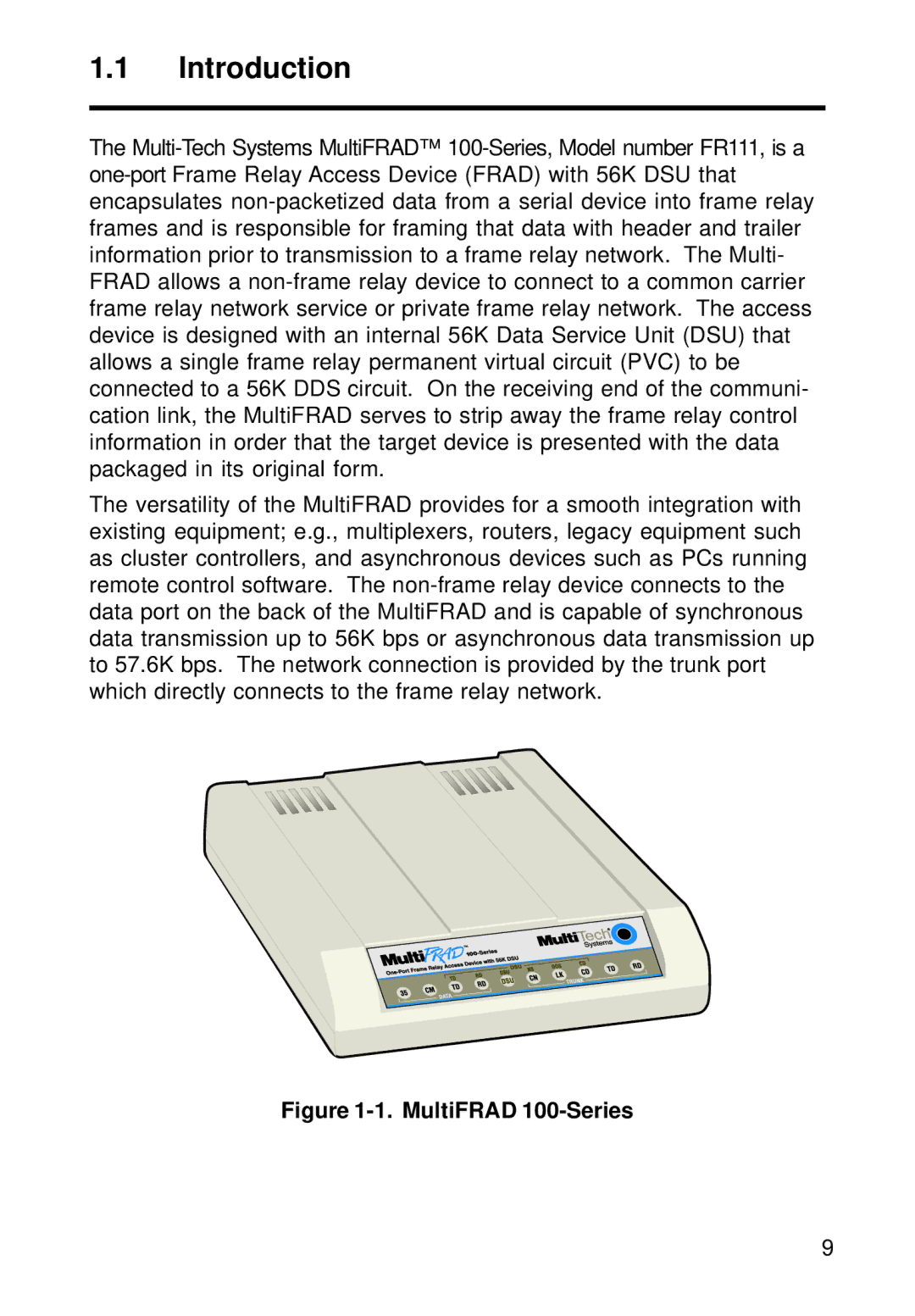 Multi-Tech Systems FR111 owner manual Introduction, MultiFRAD 100-Series 