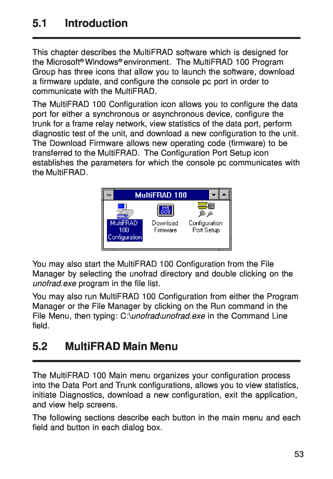 Multi-Tech Systems FR111 owner manual Introduction, MultiFRAD Main Menu 