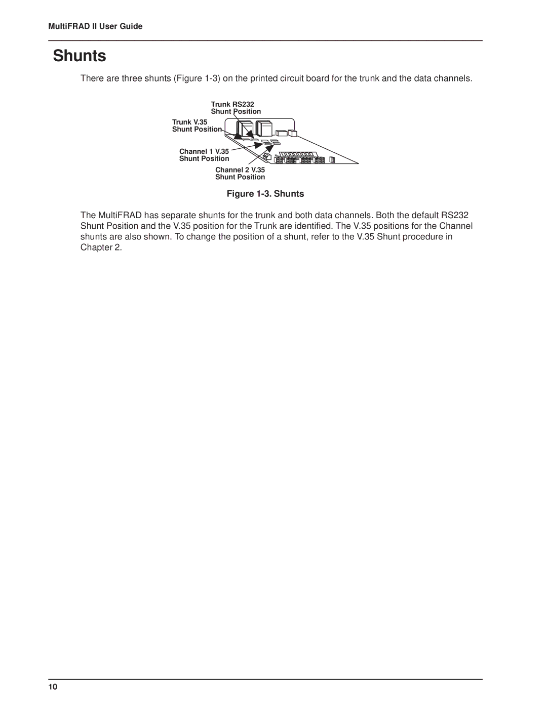 Multi-Tech Systems FR2201 manual Shunts 