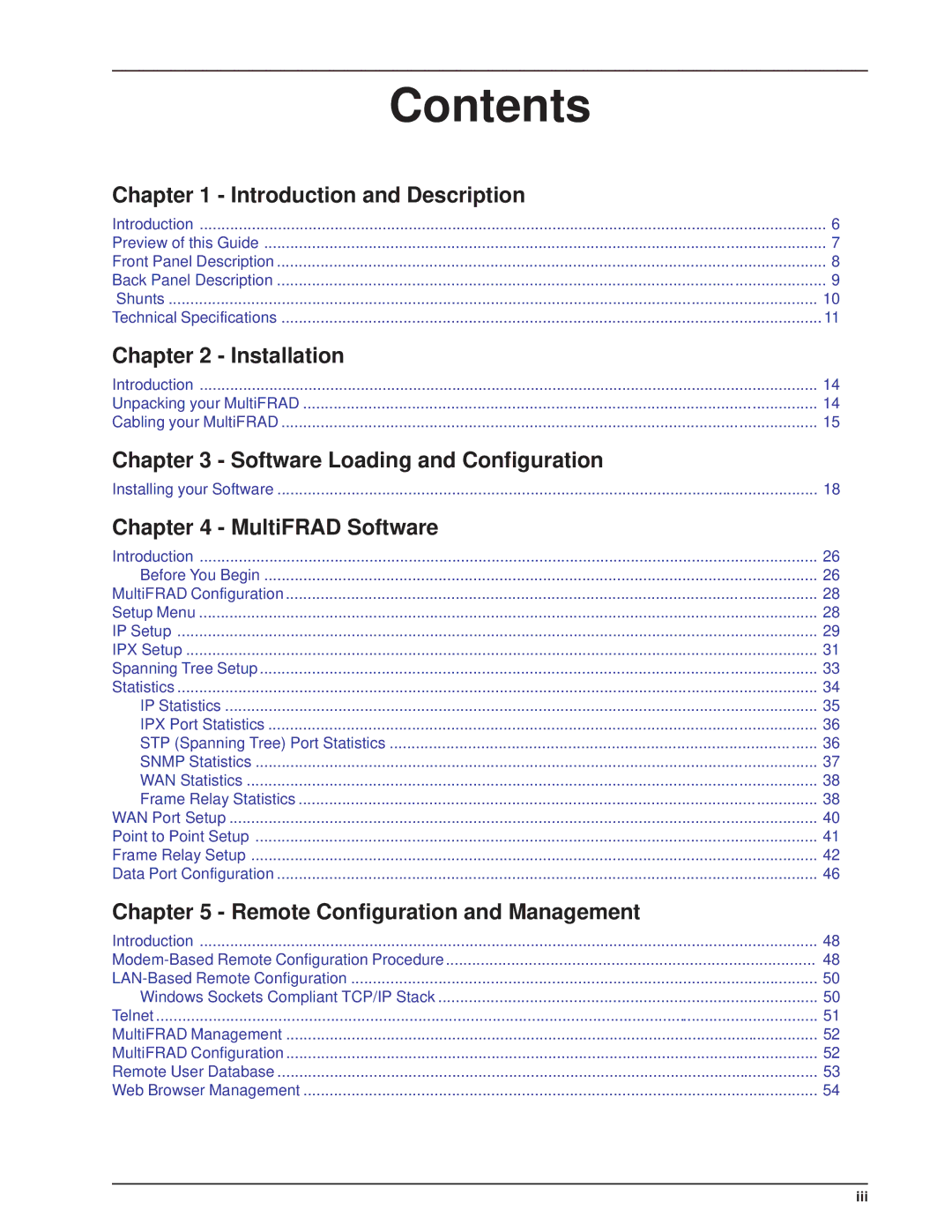 Multi-Tech Systems FR2201 manual Contents 