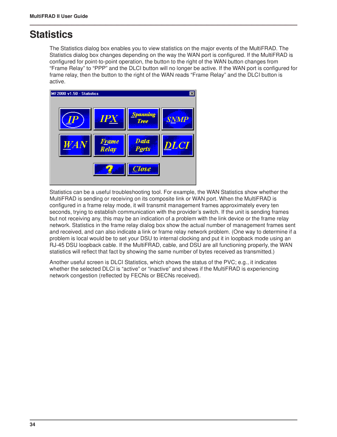 Multi-Tech Systems FR2201 manual Statistics 