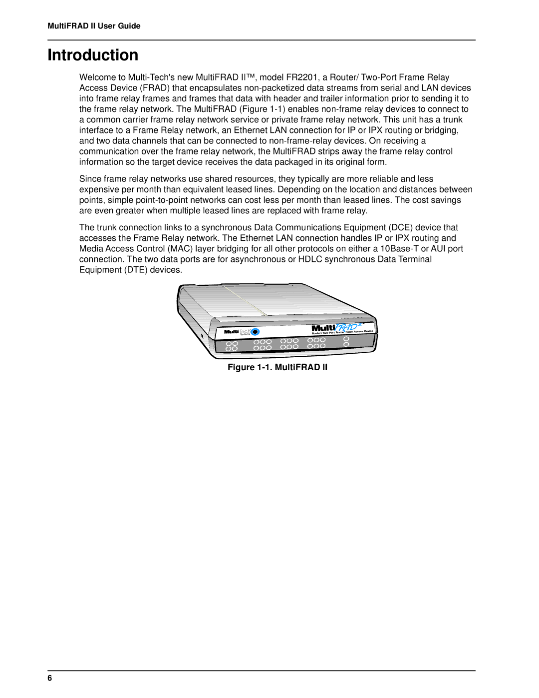 Multi-Tech Systems FR2201 manual Introduction, MultiFRAD 