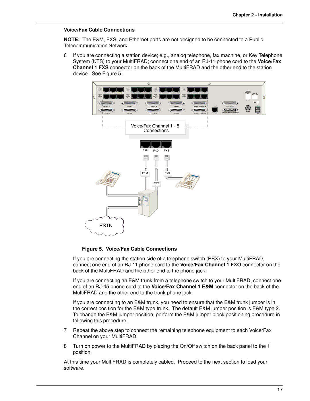 Multi-Tech Systems FR3100, FR3060 manual Voice/Fax Cable Connections 