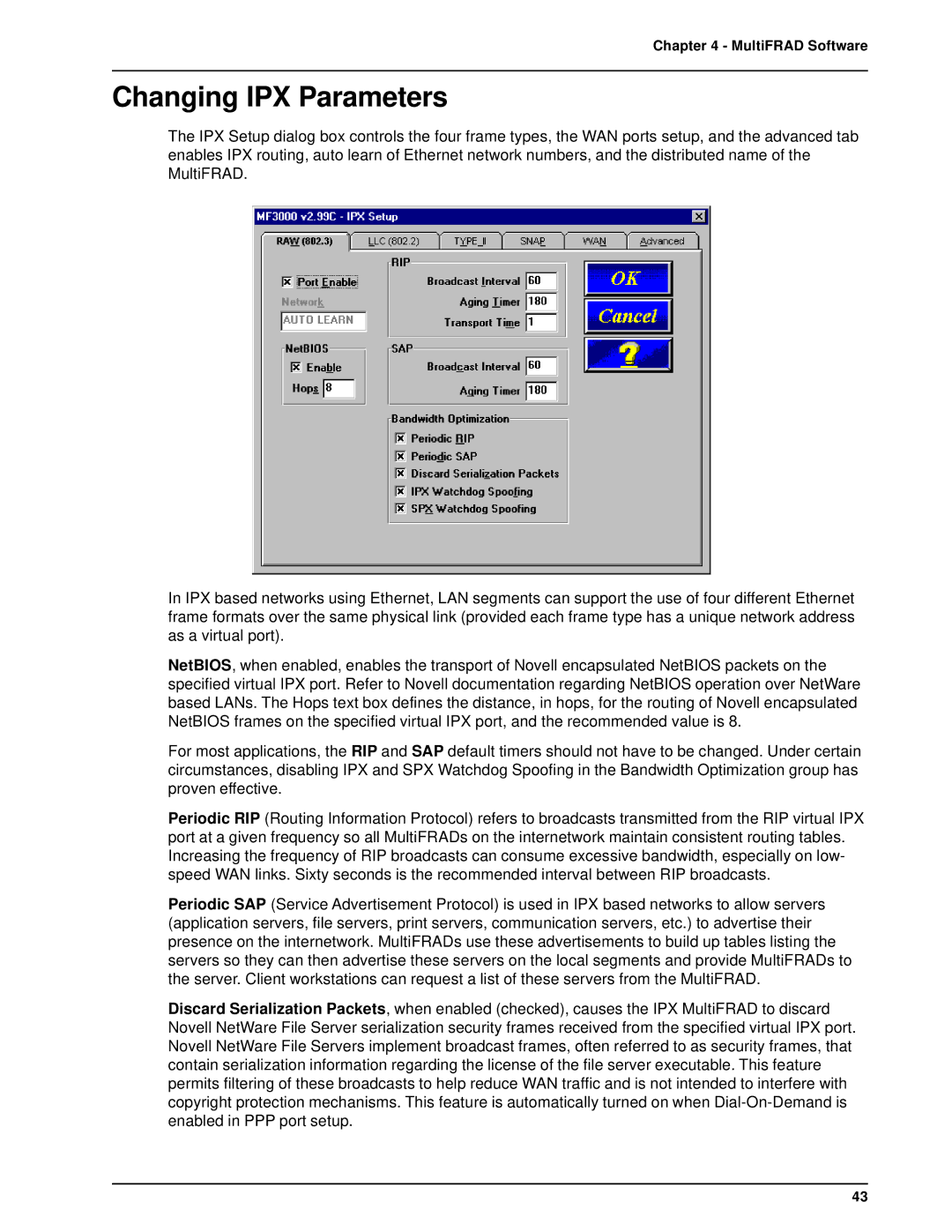 Multi-Tech Systems FR3100, FR3060 manual Changing IPX Parameters 