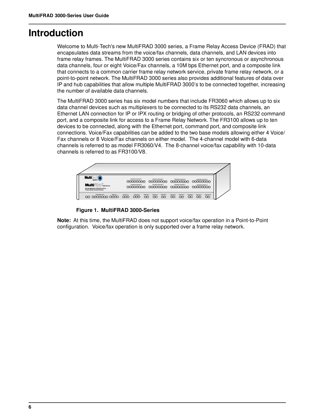 Multi-Tech Systems FR3060, FR3100 manual Introduction, MultiFRAD 3000-Series 