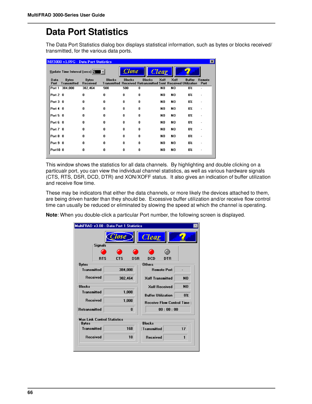 Multi-Tech Systems FR3060, FR3100 manual Data Port Statistics 