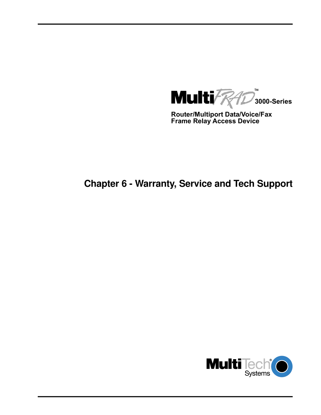 Multi-Tech Systems FR3100/V8, FR3060 manual Warranty, Service and Tech Support 