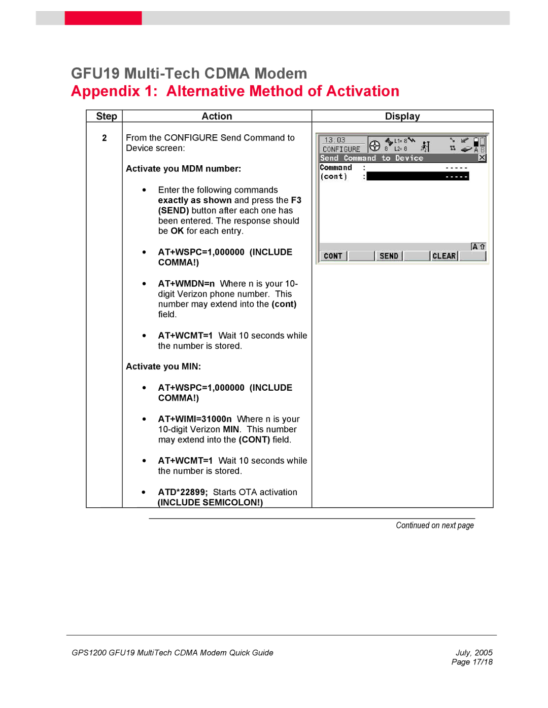 Multi-Tech Systems GFU19 manual Activate you MDM number, Activate you MIN 