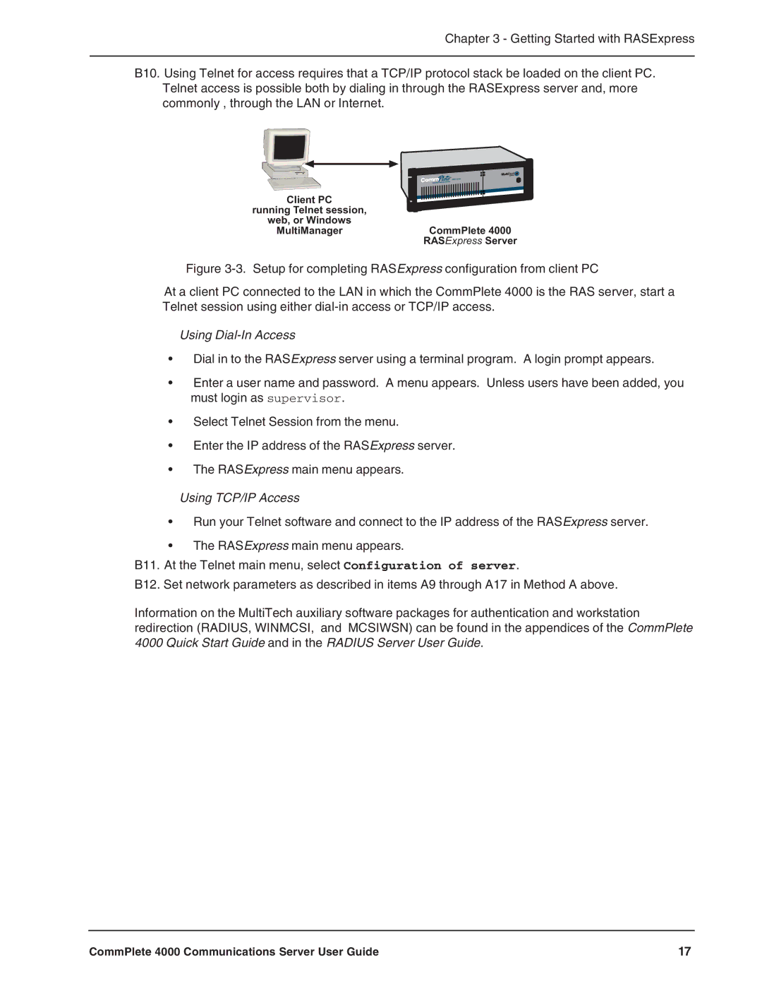 Multi-Tech Systems Hub manual Using Dial-In Access 