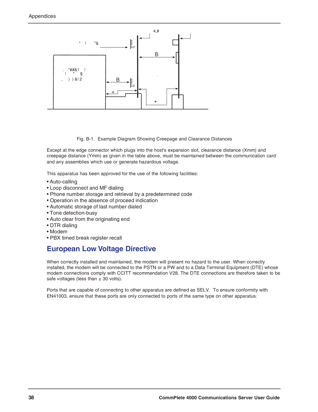 Multi-Tech Systems Hub manual European Low Voltage Directive, Example Diagram Showing Creepage Clearance Distances 