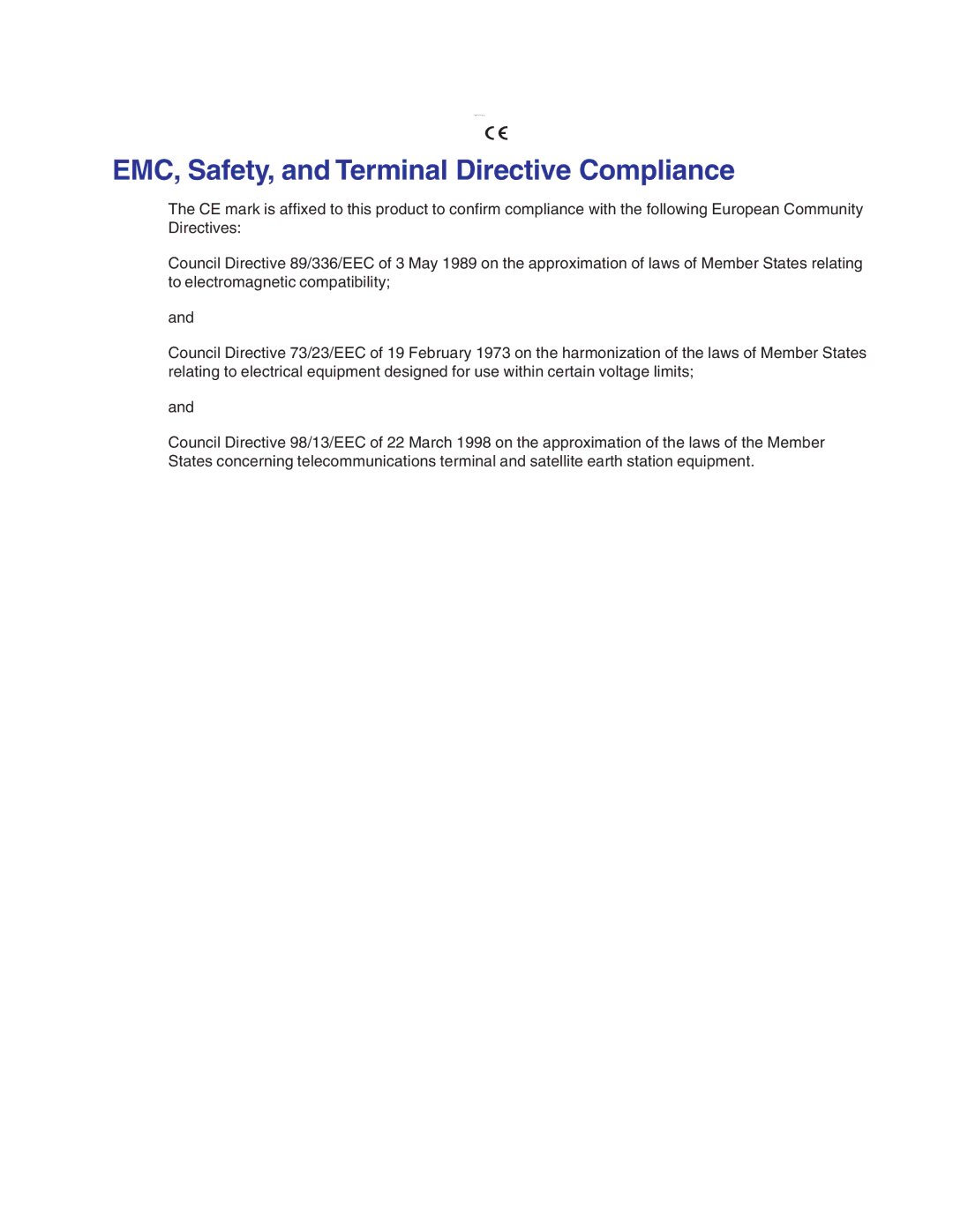 Multi-Tech Systems Hub manual EMC, Safety, and Terminal Directive Compliance 