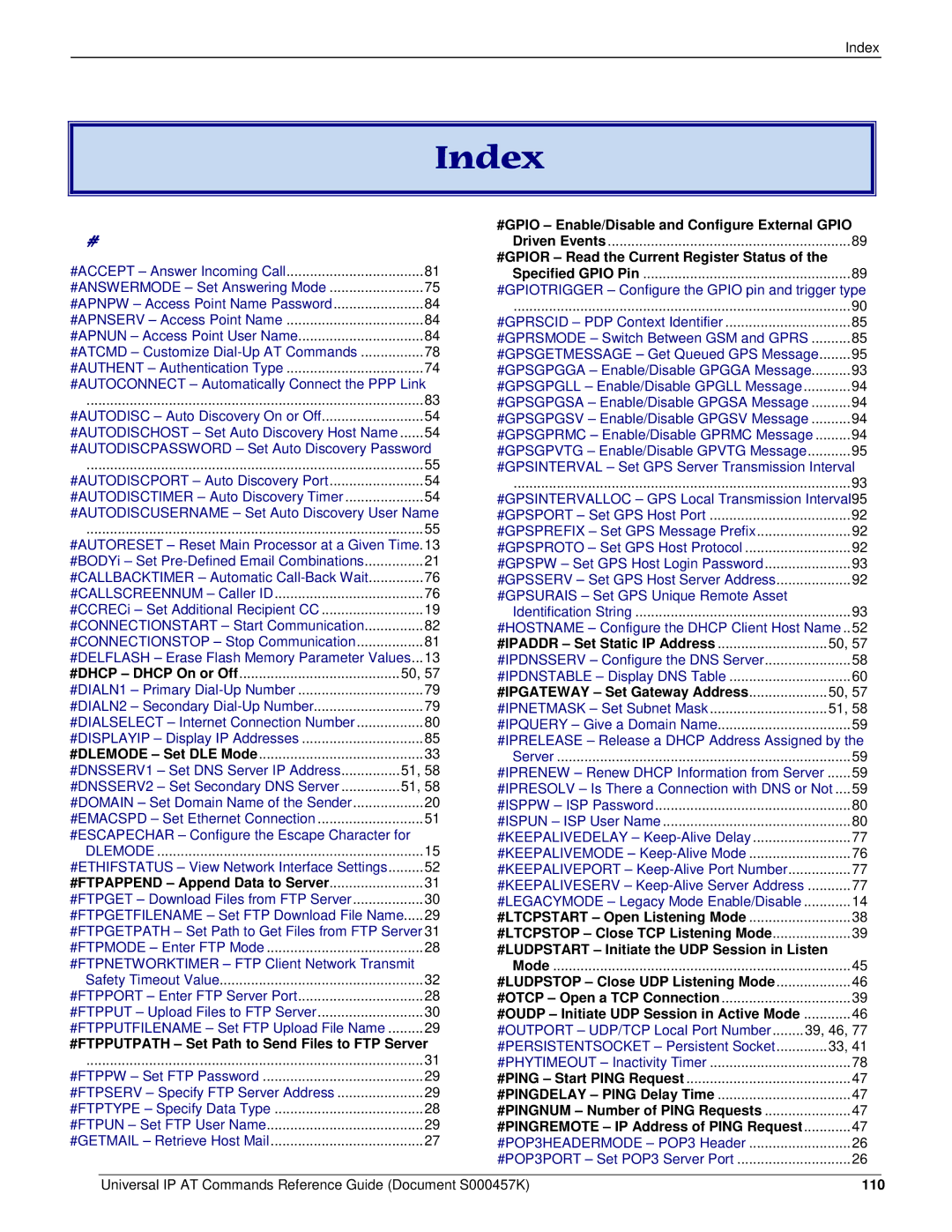 Multi-Tech Systems iCell GPRS (MTSMC-G2-IP manual Index, #FTPAPPEND Append Data to Server 