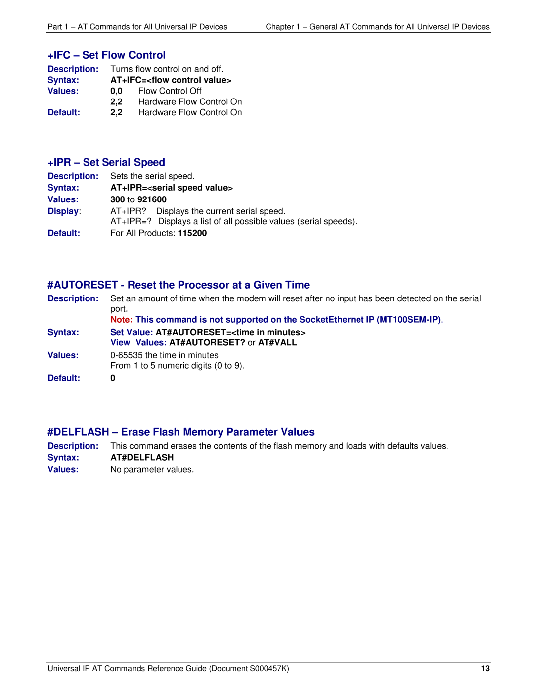 Multi-Tech Systems iCell GPRS (MTSMC-G2-IP manual +IFC Set Flow Control, +IPR Set Serial Speed, Display 