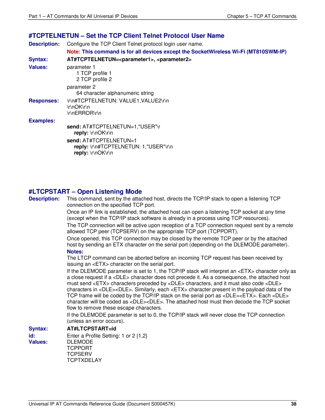 Multi-Tech Systems iCell GPRS (MTSMC-G2-IP manual #TCPTELNETUN Set the TCP Client Telnet Protocol User Name 