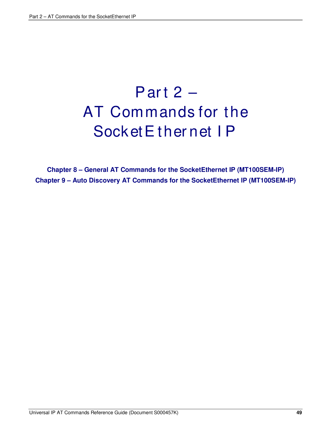 Multi-Tech Systems iCell GPRS (MTSMC-G2-IP manual Part AT Commands for SocketEthernet IP 