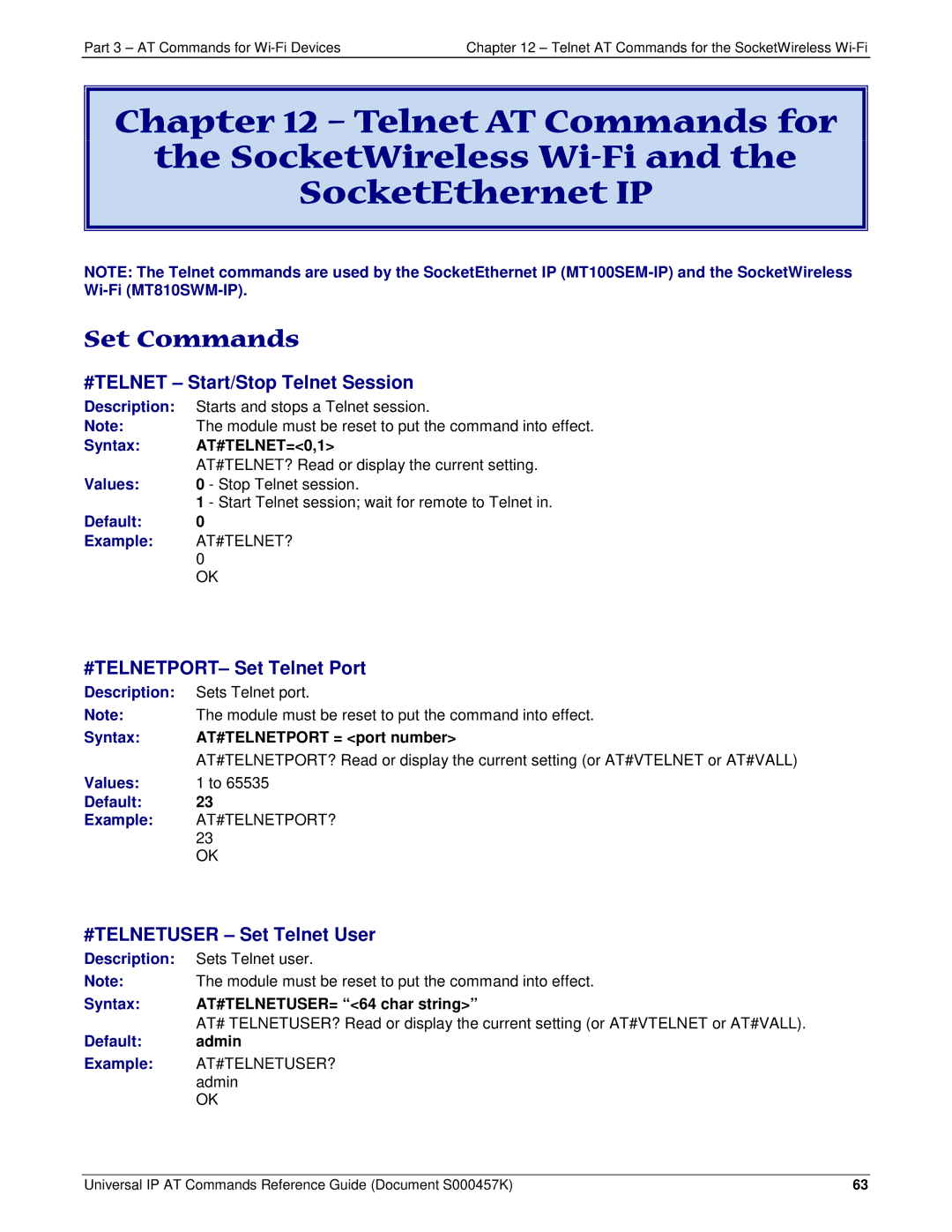 Multi-Tech Systems iCell GPRS (MTSMC-G2-IP #TELNET Start/Stop Telnet Session, #TELNETPORT- Set Telnet Port, AT#TELNET=0,1 