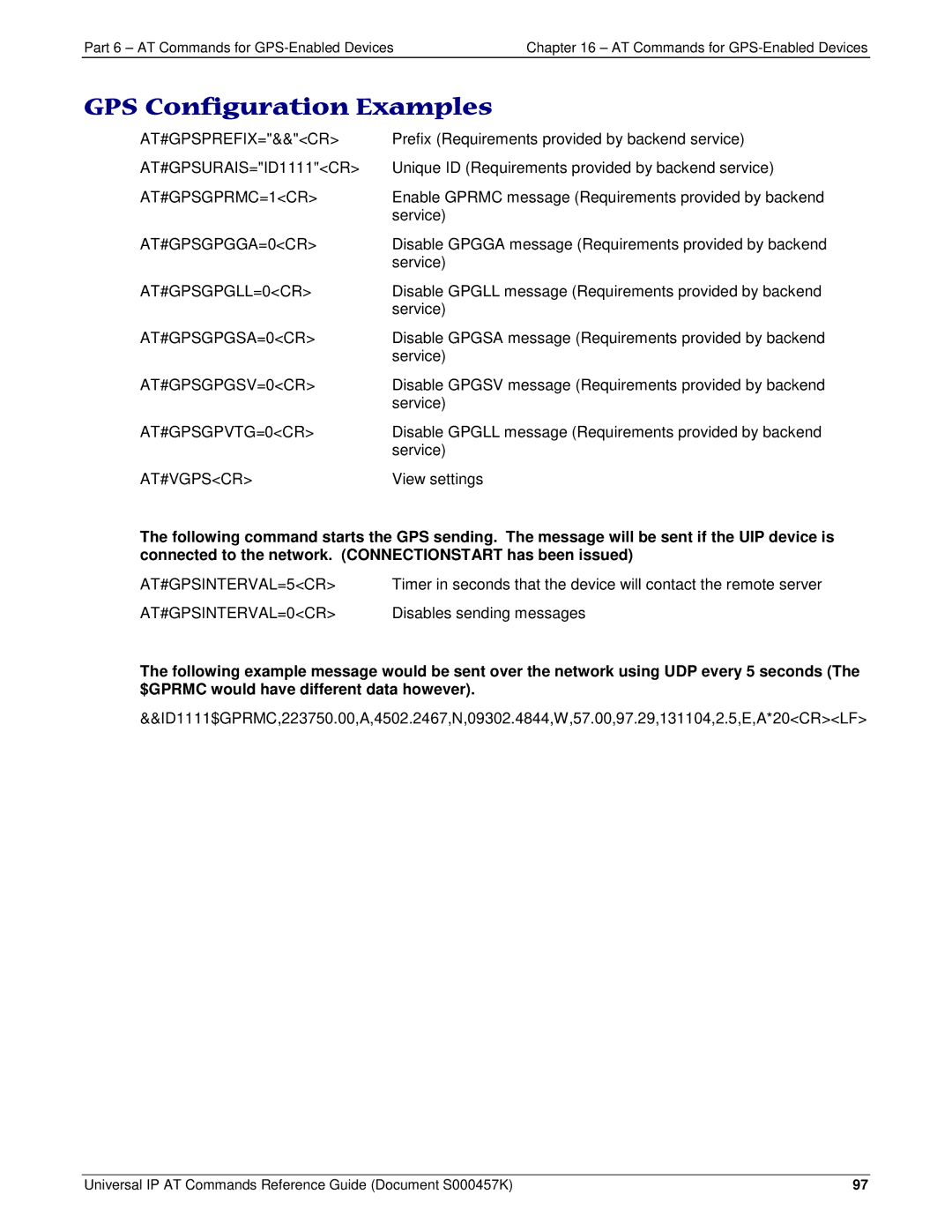 Multi-Tech Systems iCell GPRS (MTSMC-G2-IP manual GPS Configuration Examples 