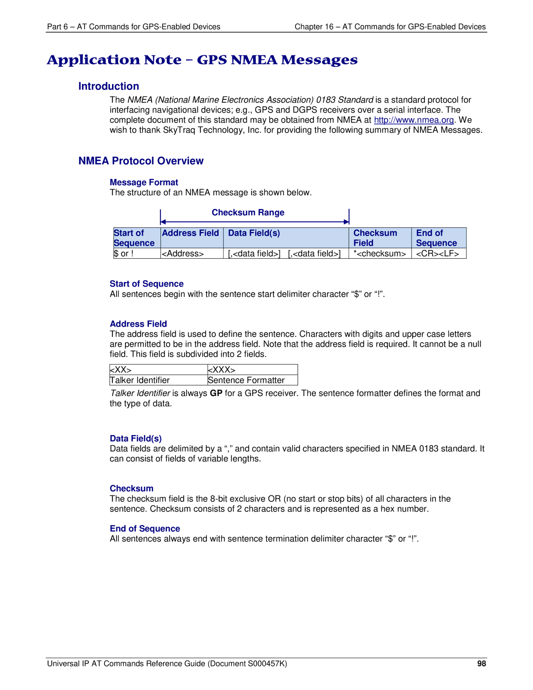 Multi-Tech Systems iCell GPRS (MTSMC-G2-IP manual Application Note GPS Nmea Messages, Introduction Nmea Protocol Overview 