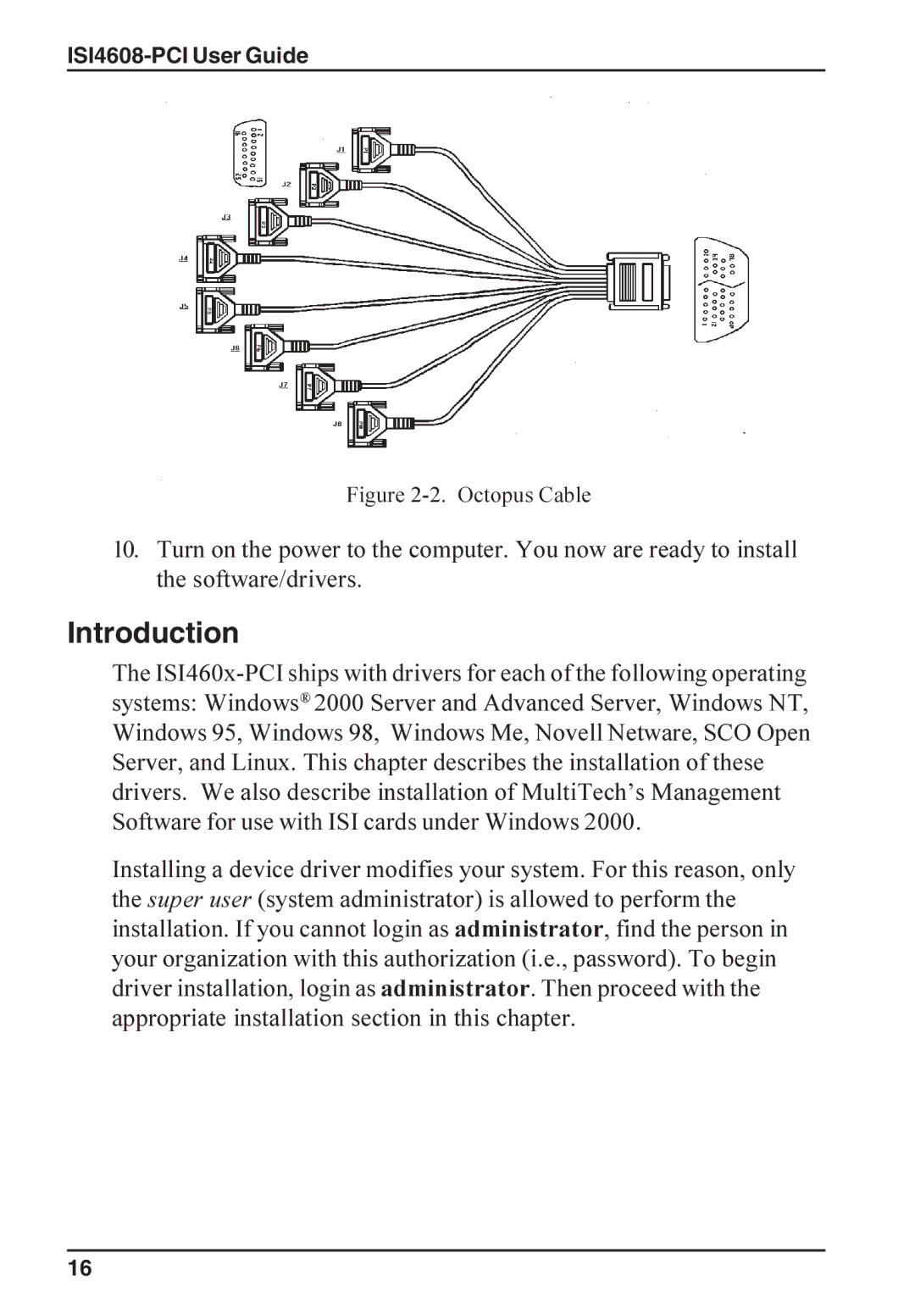 Multi-Tech Systems ISI4608-PCI manual Octopus Cable 