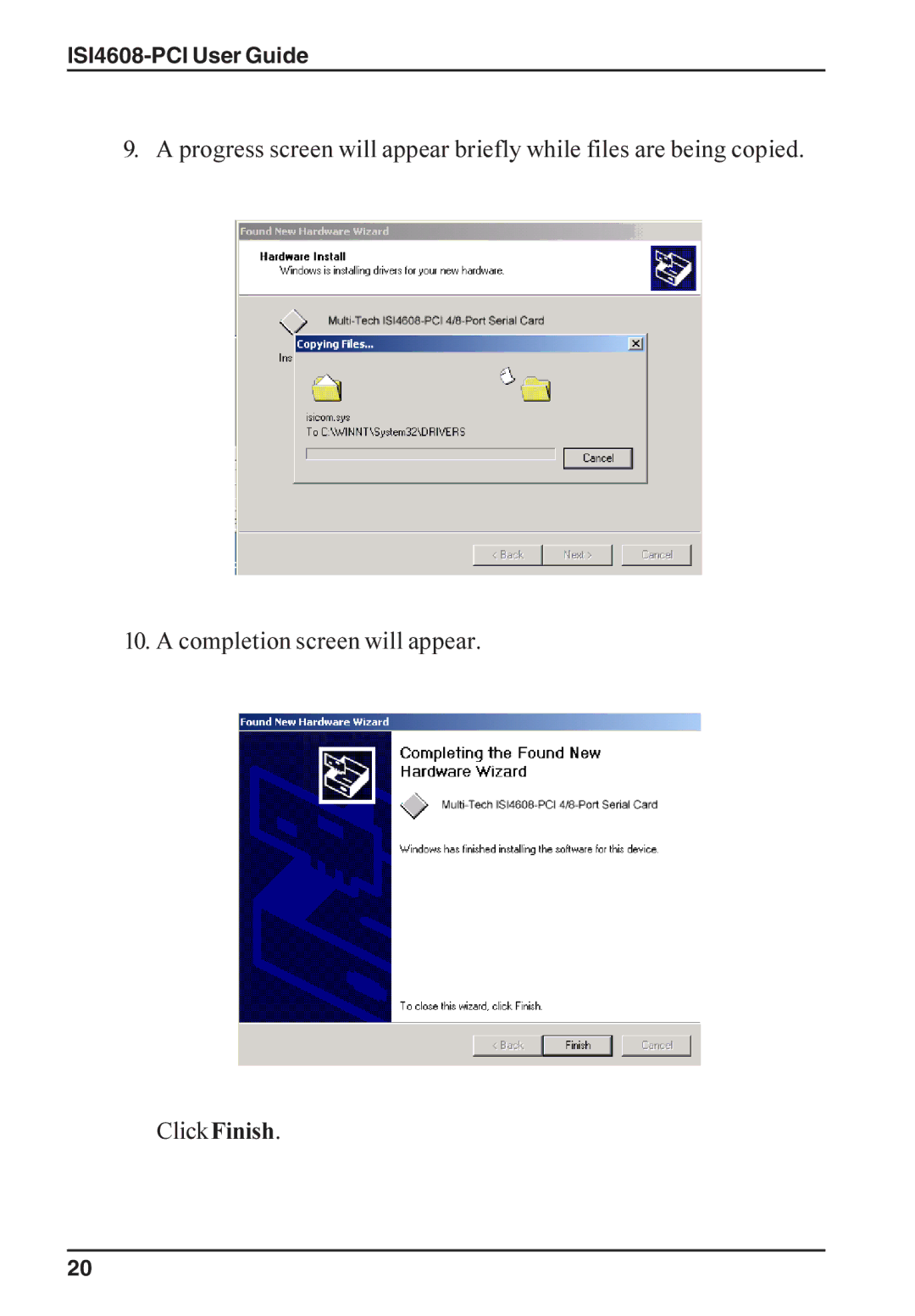 Multi-Tech Systems manual ISI4608-PCI User Guide 