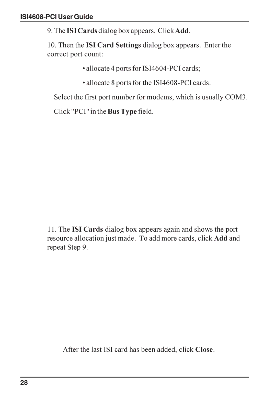 Multi-Tech Systems manual ISI4608-PCI User Guide 