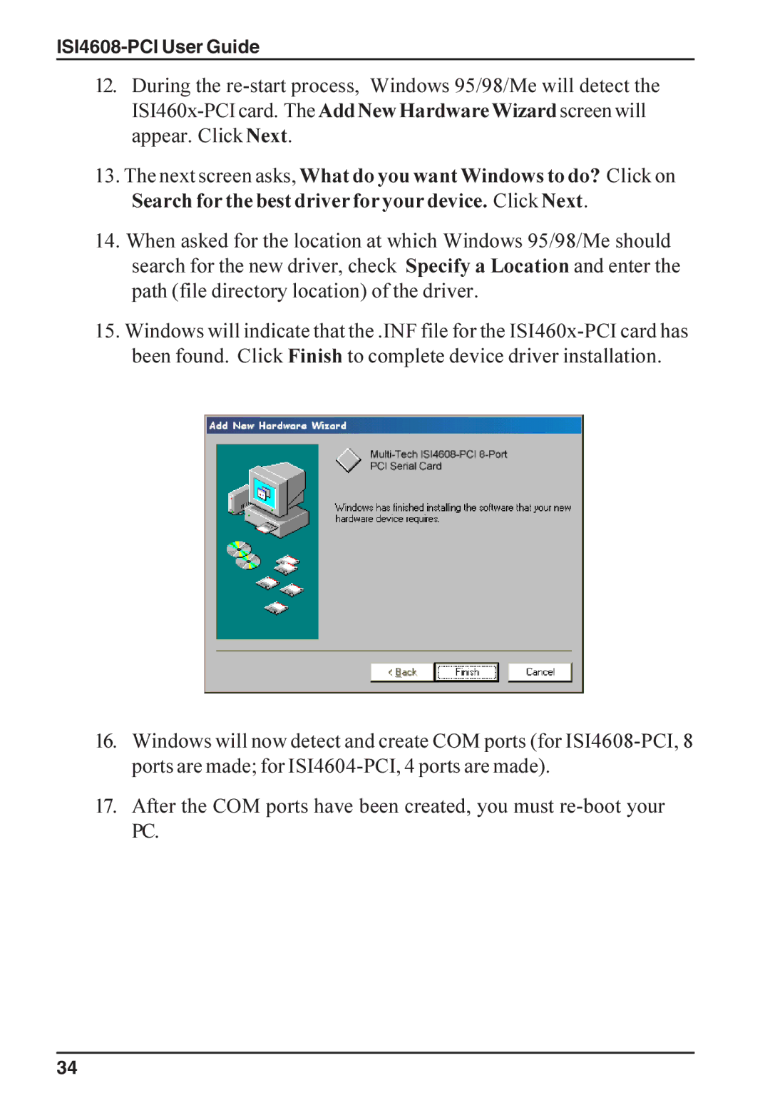 Multi-Tech Systems manual ISI4608-PCI User Guide 