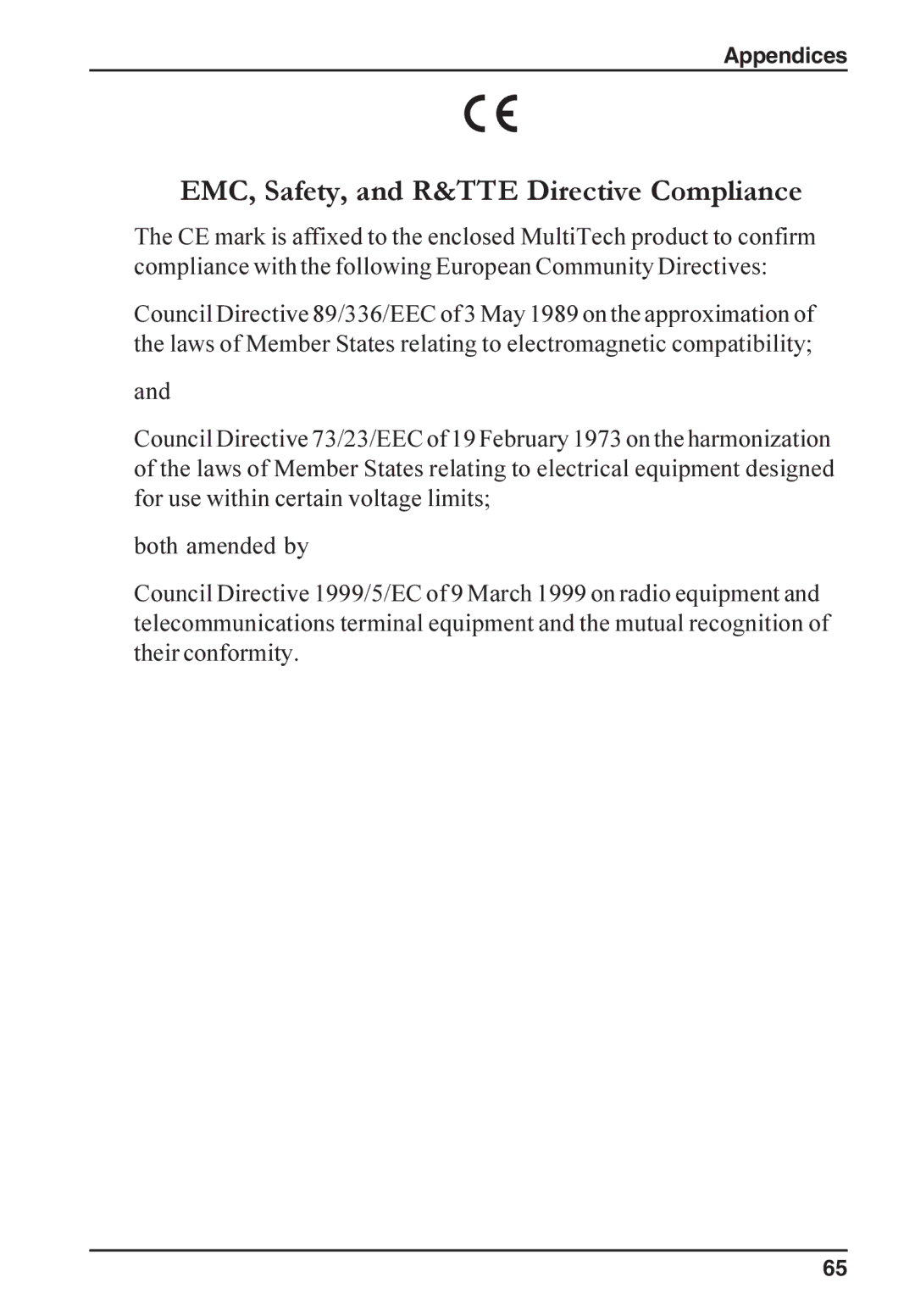 Multi-Tech Systems ISI4608-PCI manual EMC, Safety, and R&TTE Directive Compliance 