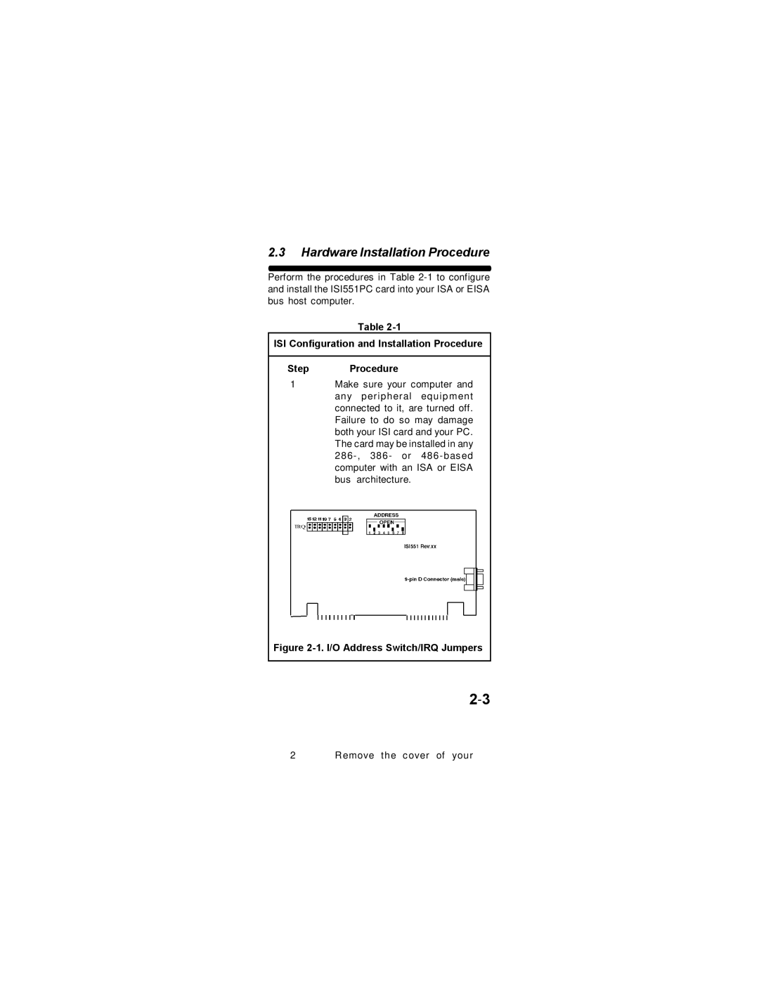 Multi-Tech Systems ISI551PC owner manual Hardware Installation Procedure 