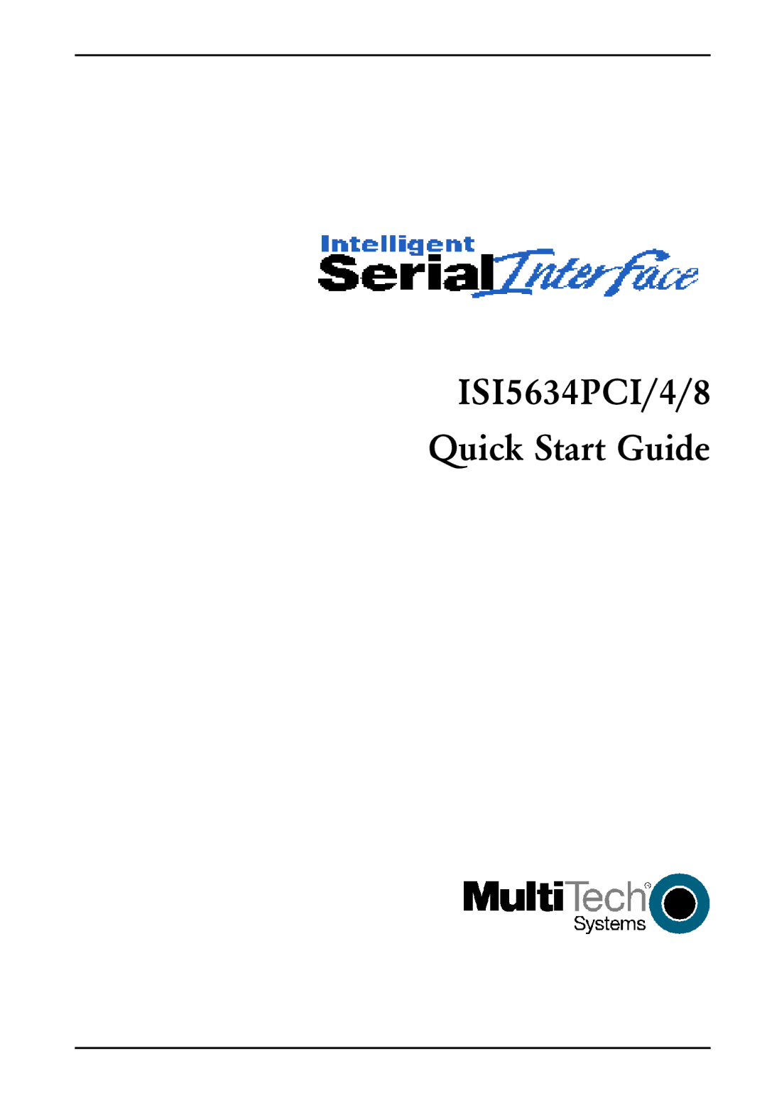 Multi-Tech Systems quick start ISI5634PCI/4/8 Quick Start Guide 