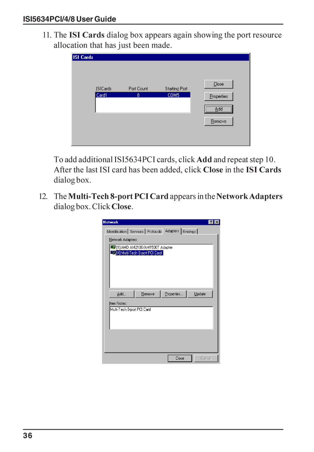 Multi-Tech Systems manual ISI5634PCI/4/8 User Guide 