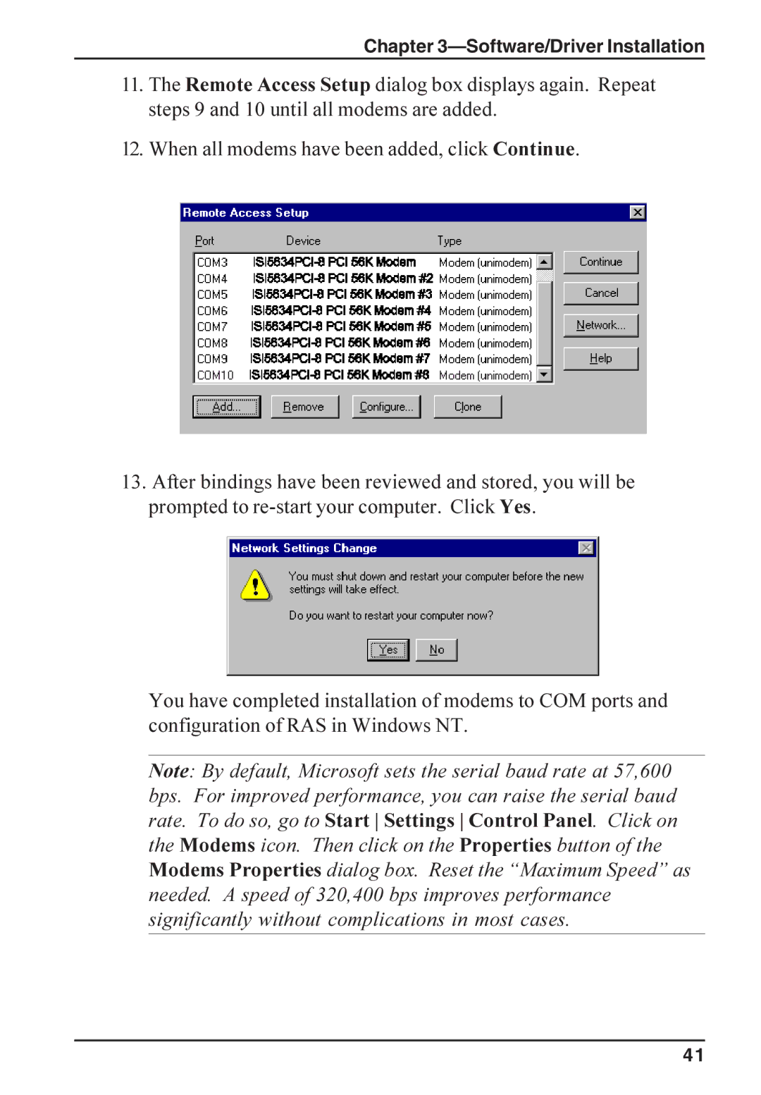 Multi-Tech Systems ISI5634PCI/4/8 manual Software/Driver Installation 