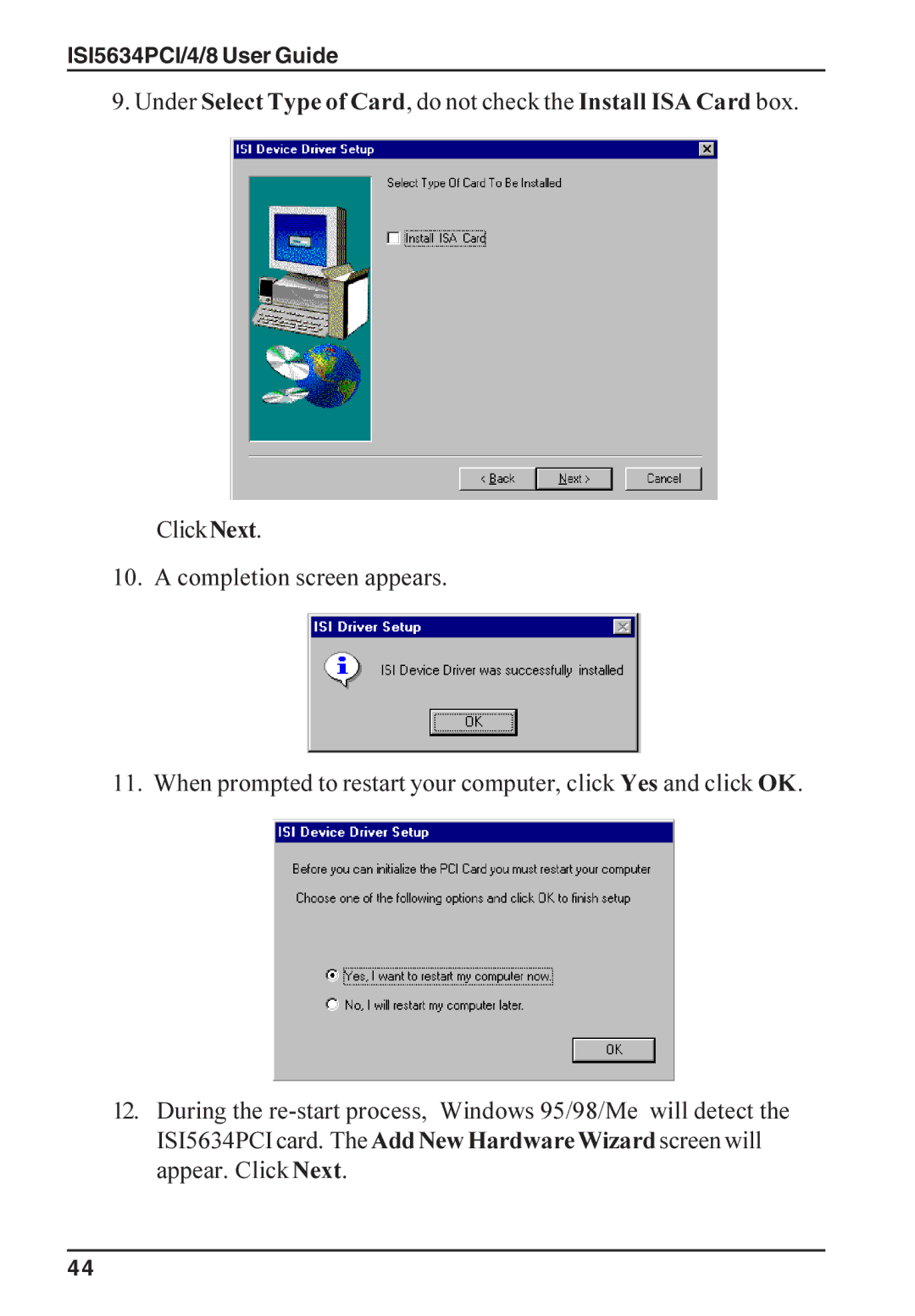 Multi-Tech Systems manual ISI5634PCI/4/8 User Guide 