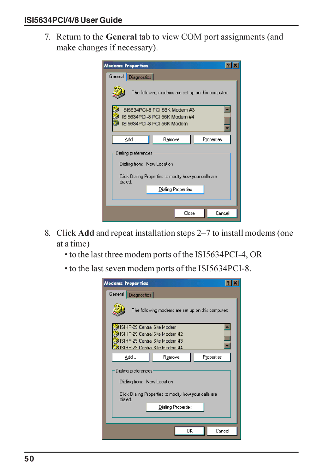 Multi-Tech Systems manual ISI5634PCI/4/8 User Guide 