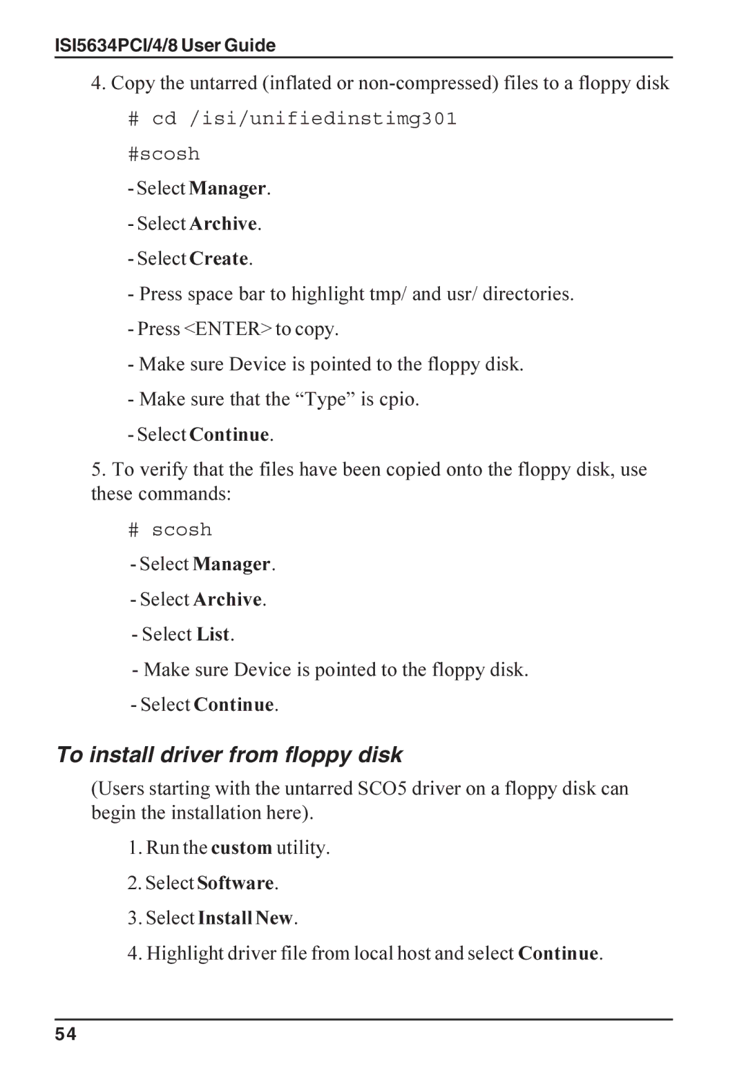 Multi-Tech Systems ISI5634PCI/4/8 manual To install driver from floppy disk, Select Install New 