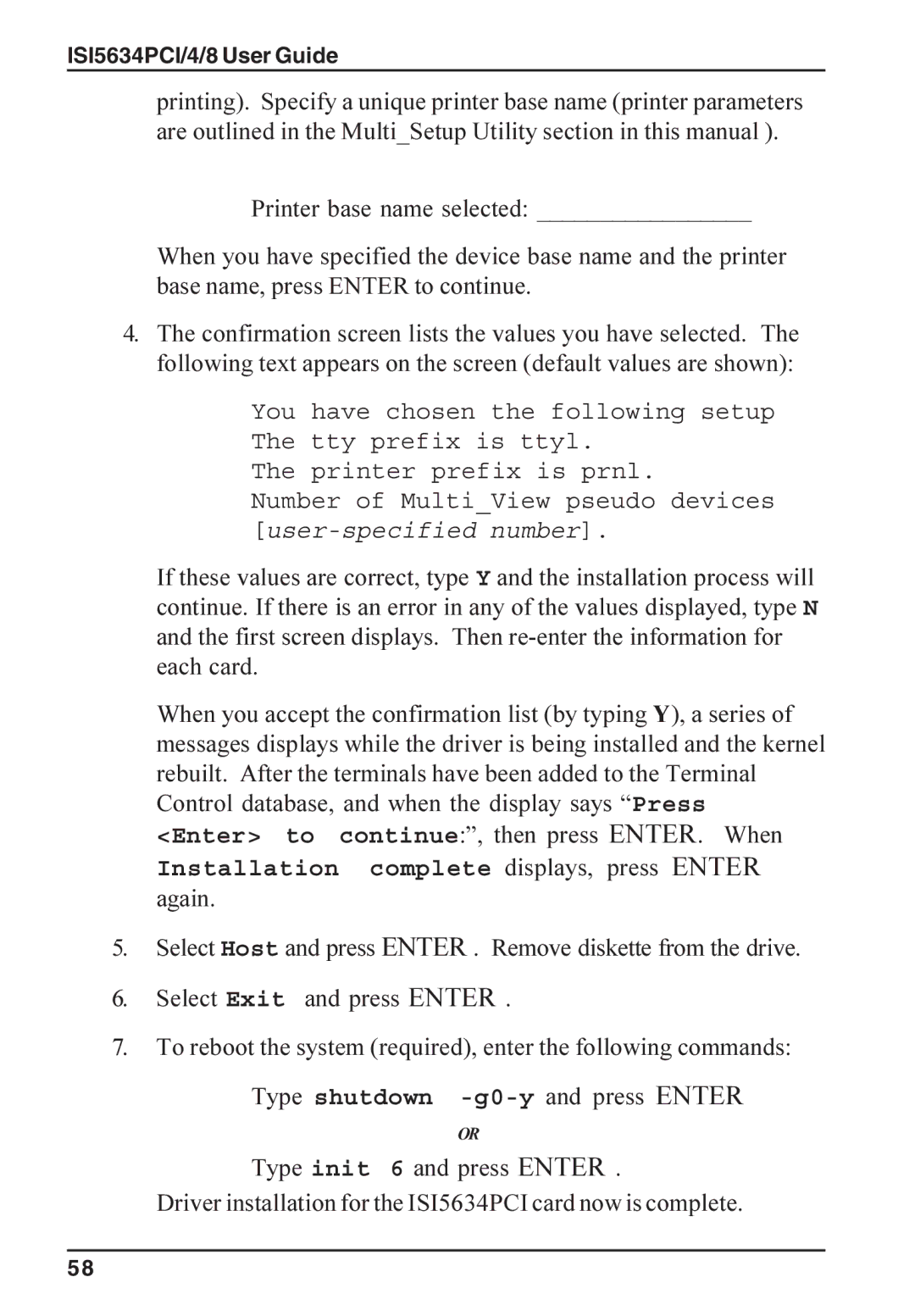 Multi-Tech Systems manual ISI5634PCI/4/8 User Guide 