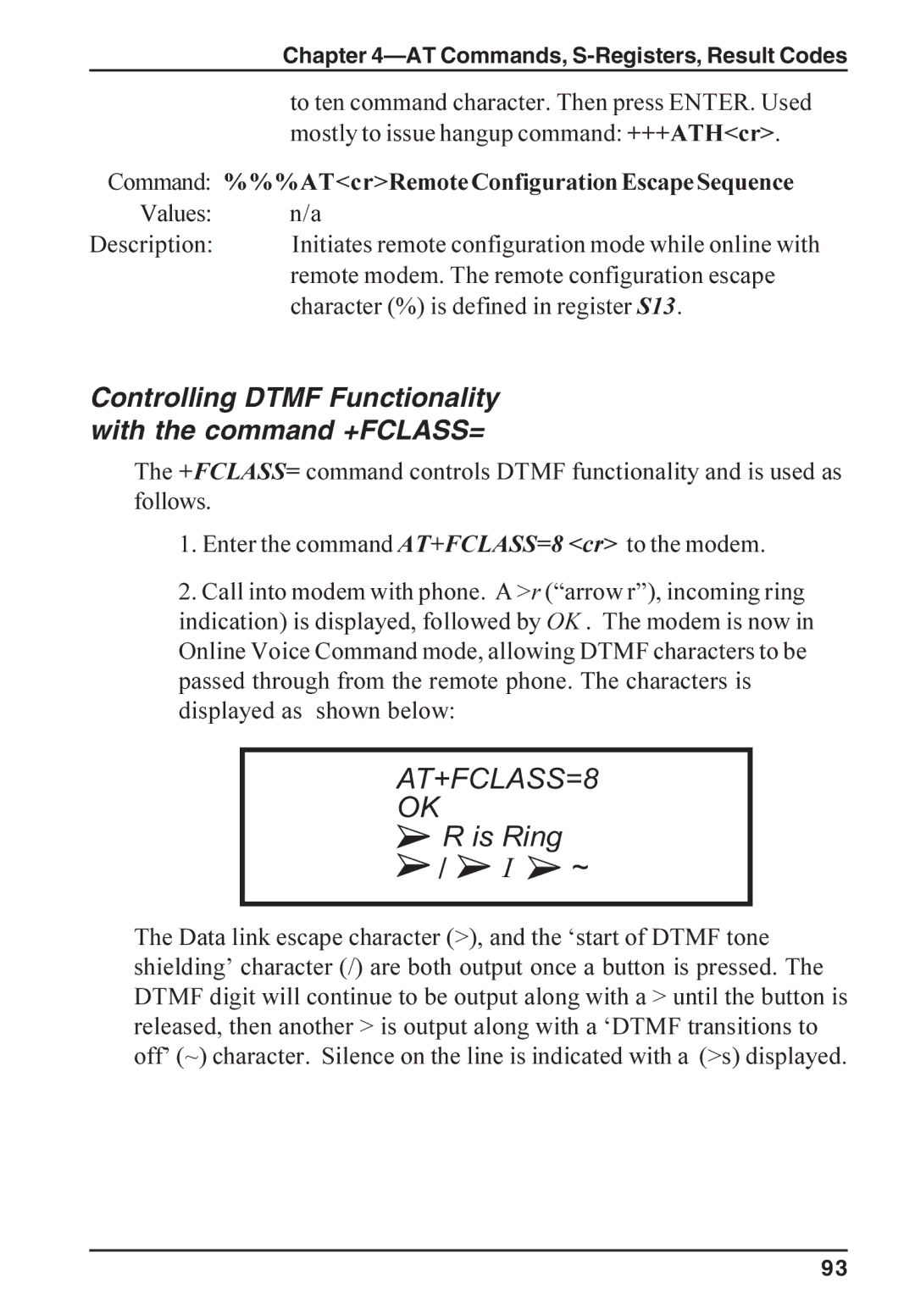 Multi-Tech Systems ISI5634PCI/4/8 manual Controlling Dtmf Functionality with the command +FCLASS= 