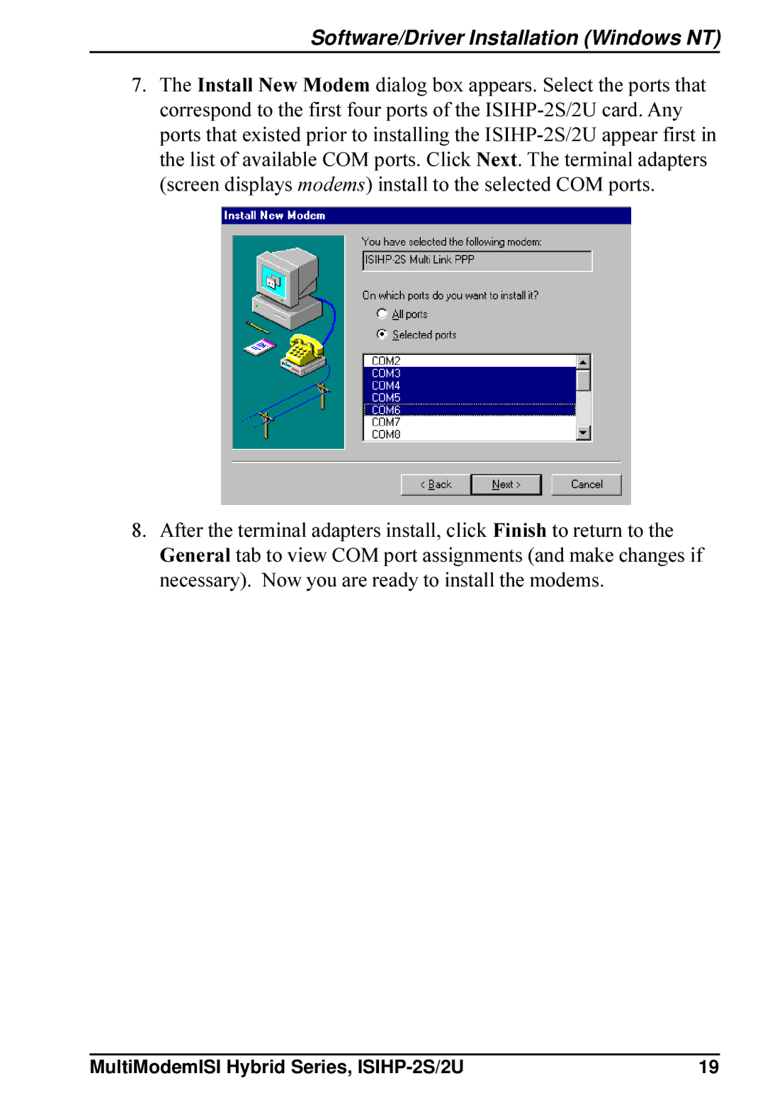 Multi-Tech Systems ISIHP-2U, ISIHP-2S quick start Software/Driver Installation Windows NT 