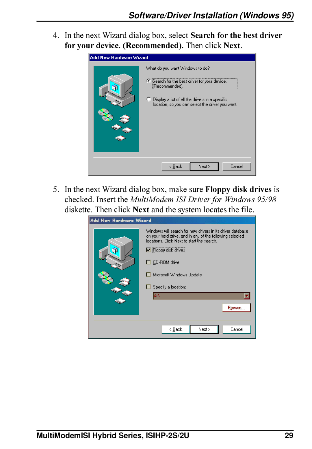 Multi-Tech Systems ISIHP-2U, ISIHP-2S quick start Software/Driver Installation Windows 