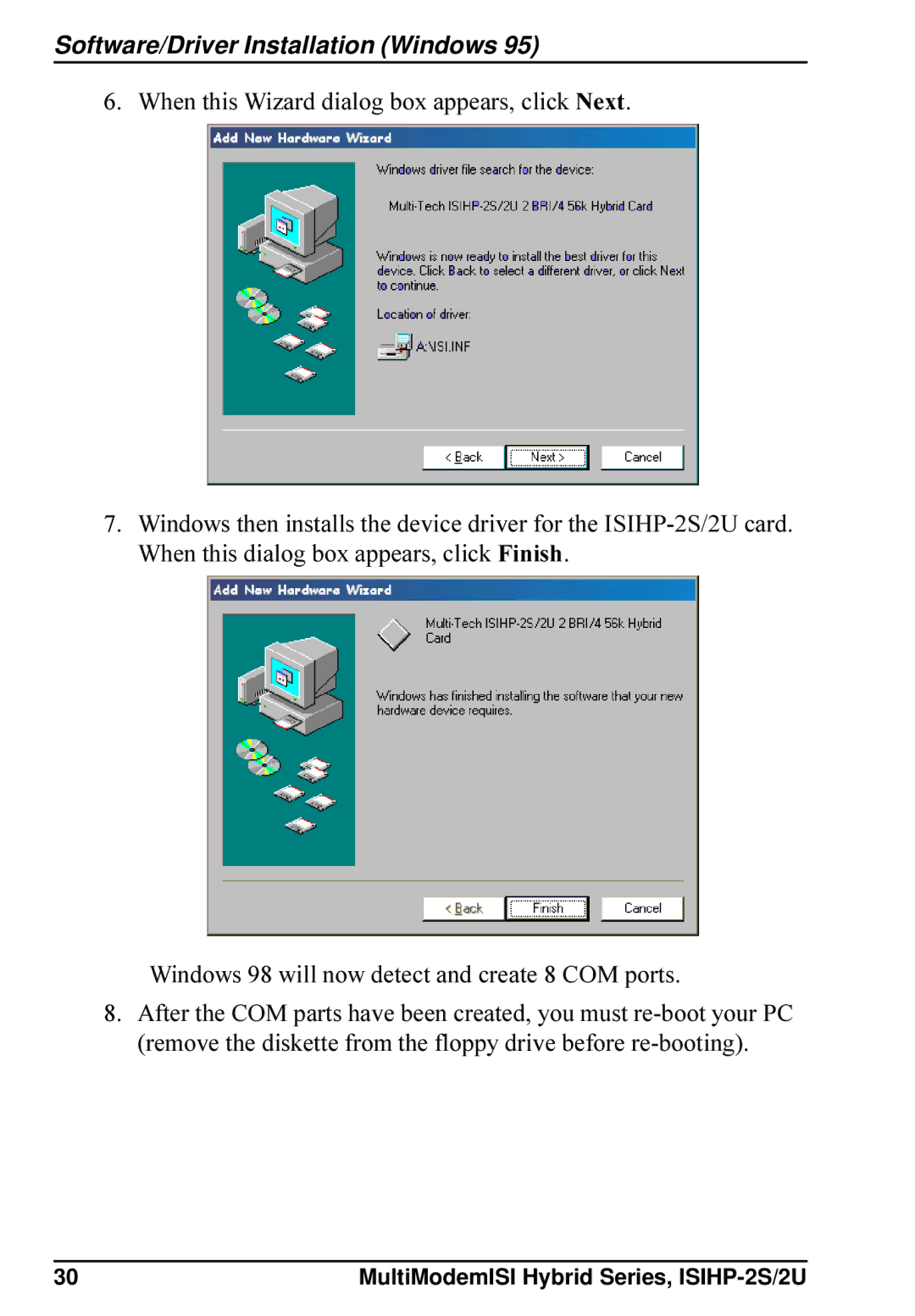 Multi-Tech Systems ISIHP-2S, ISIHP-2U quick start Software/Driver Installation Windows 