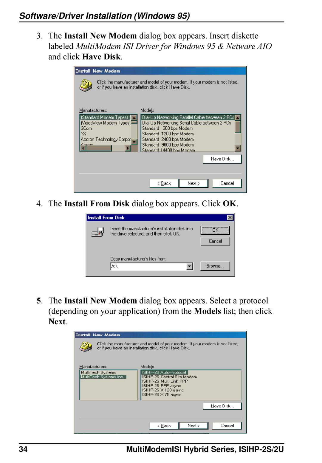 Multi-Tech Systems ISIHP-2S, ISIHP-2U quick start Software/Driver Installation Windows 