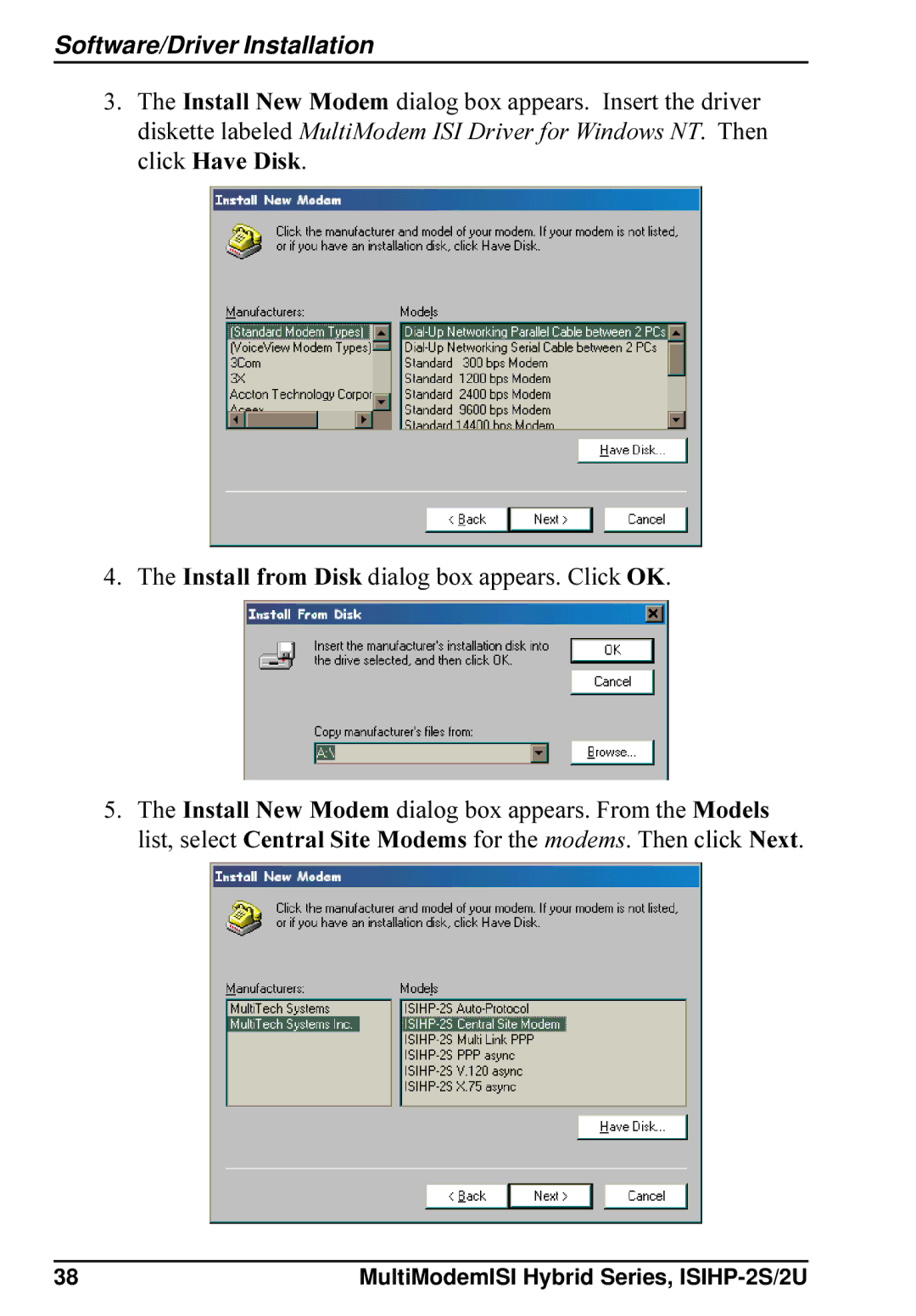 Multi-Tech Systems ISIHP-2S, ISIHP-2U quick start Software/Driver Installation 