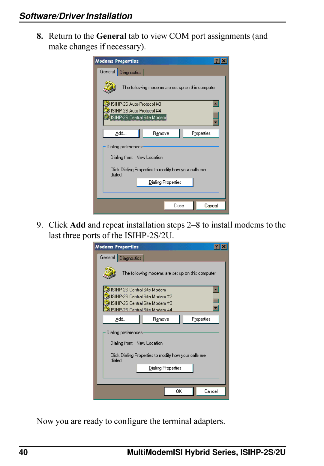 Multi-Tech Systems ISIHP-2S, ISIHP-2U quick start Software/Driver Installation 