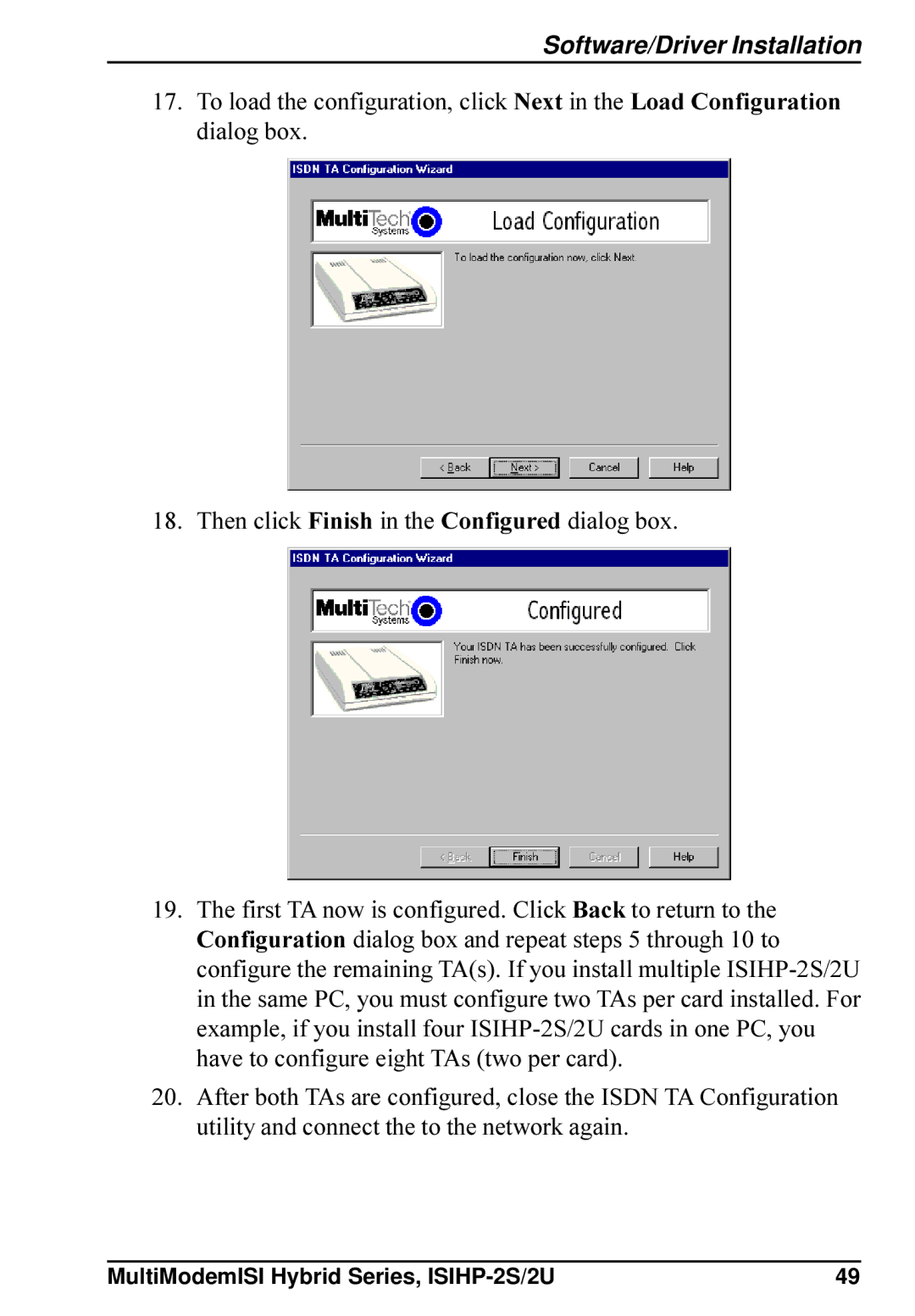 Multi-Tech Systems ISIHP-2U, ISIHP-2S quick start Software/Driver Installation 