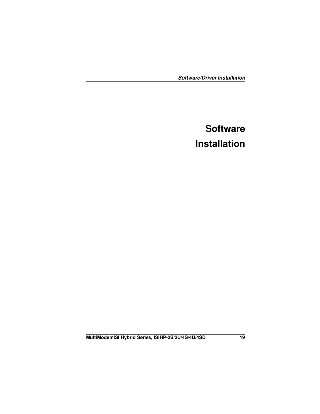 Multi-Tech Systems ISIHP-4U, ISIHP-4SD manual Software Installation 